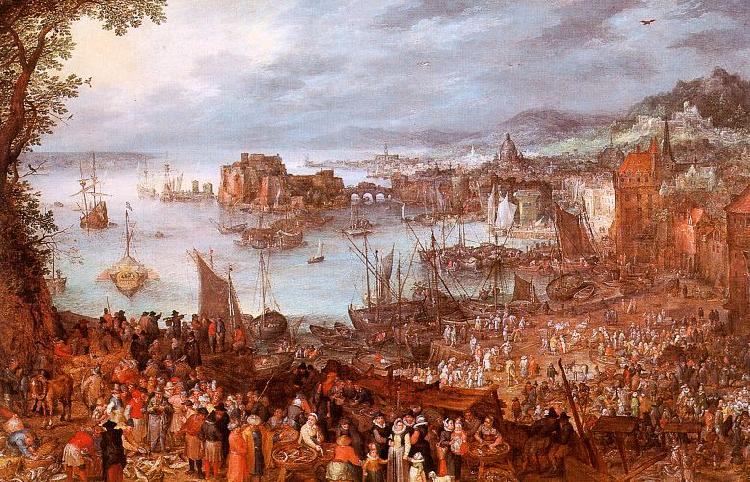 Jan Brueghel The Great Fish Market oil painting image